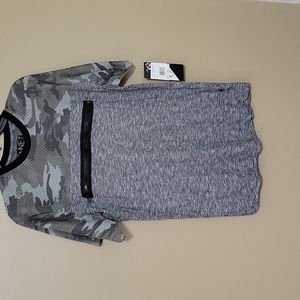 Green Camo/Gray GNet men's shirt, 20 pit/pit, 29 in long, new with tags